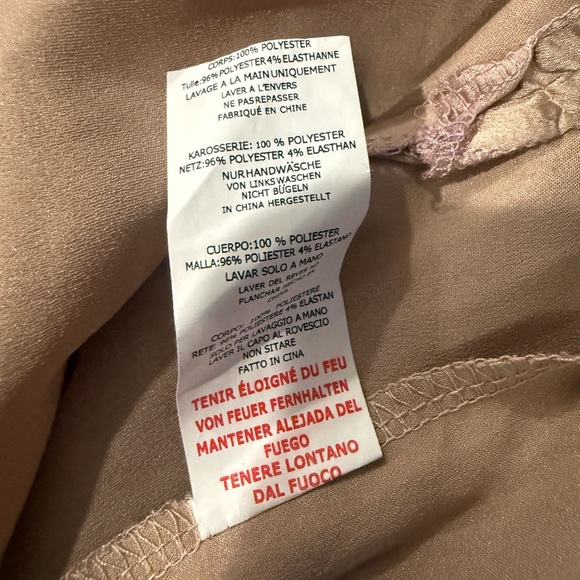 PrettyLittleThing Satin Cowl Mini Dress w/ Sparkle Mesh Top – US 2 Blush Pink - Picture 5 of 5